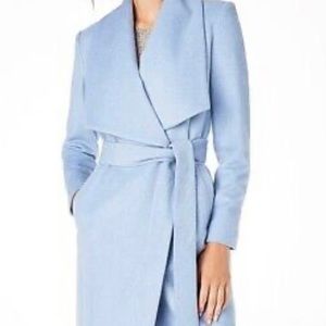Cole Haan wrap wool blue coat
